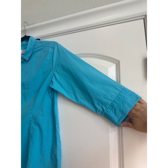 Talbots Size Medium Robbin's Egg Blue Collar Button Down Dress Casual Blouse - Picture 4 of 6